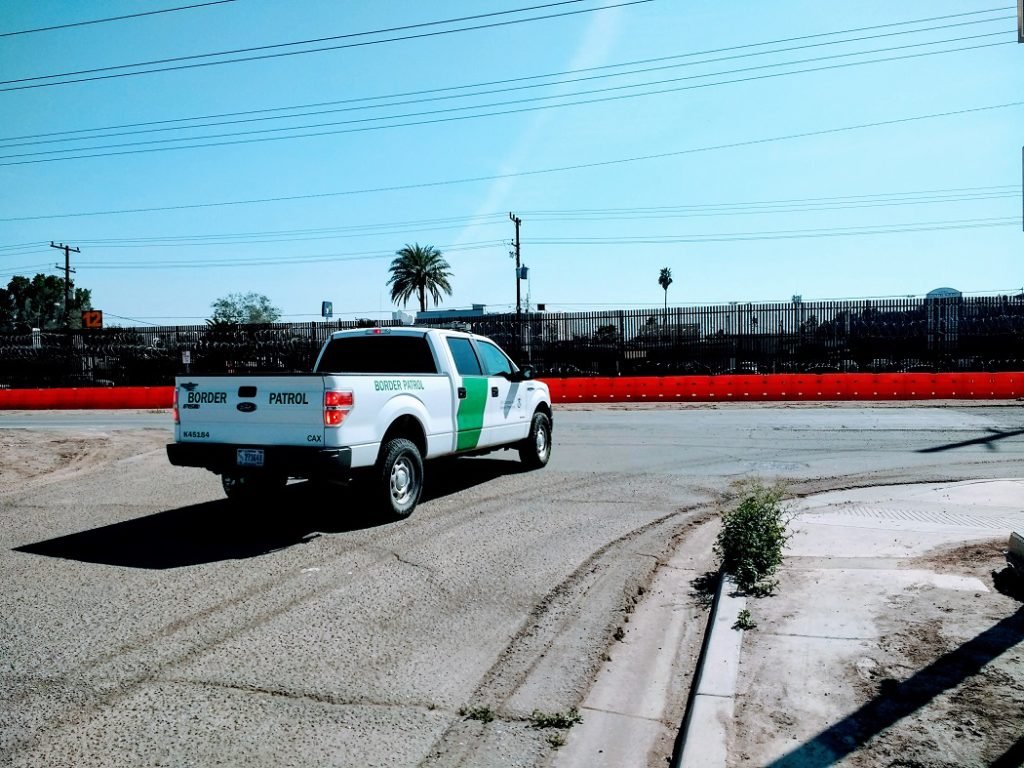 U.S. Border Patrol truck parked at the border.