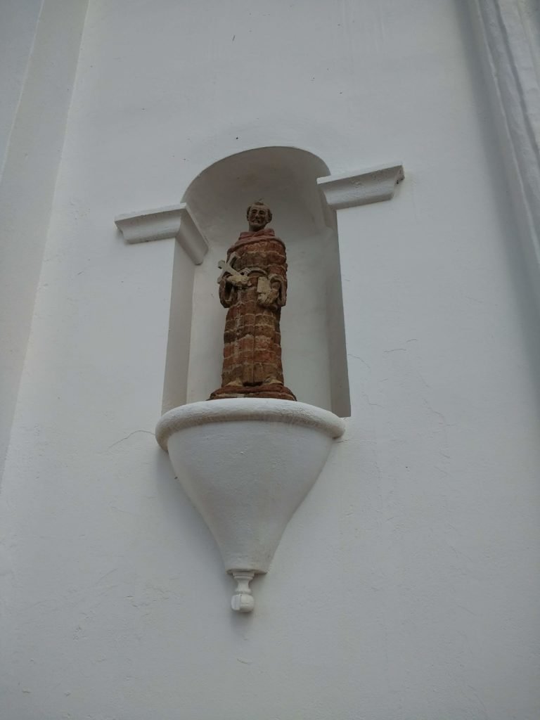 statue carved from bricks at San Luis de Rey Mission in Oceanside,CA