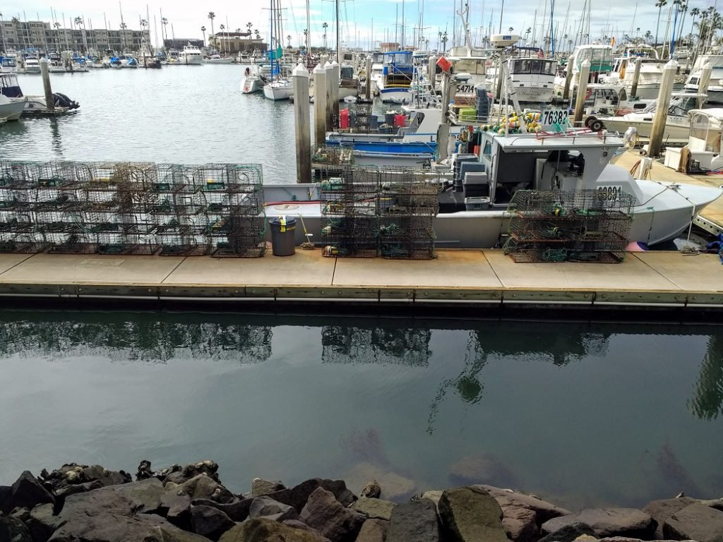 crab pots on dock in Oceanside