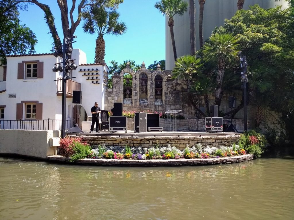 Performance stage along Riverwalk San Antonio