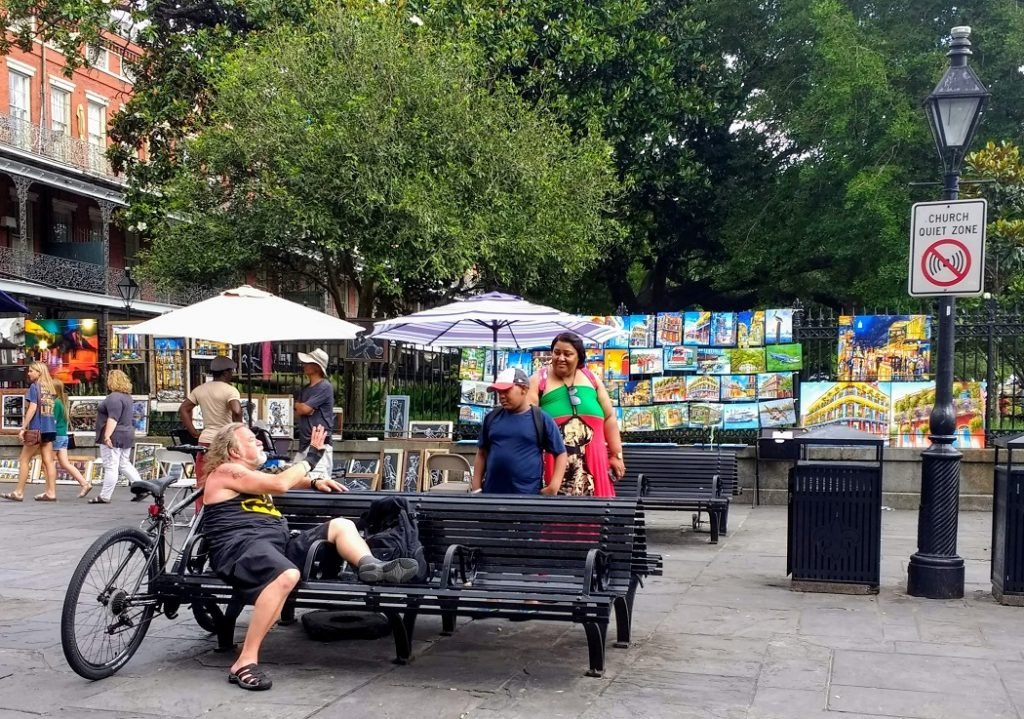 people in Jackson Square New orrleans 2019