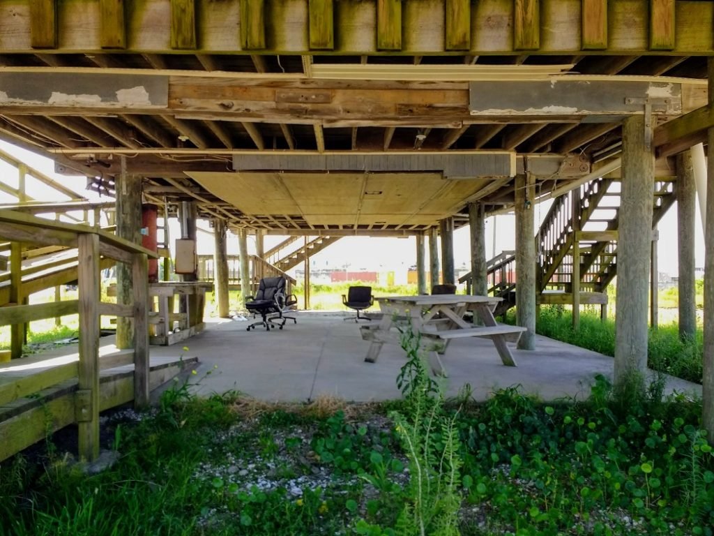table under stilt house Grand Isle Louisiana