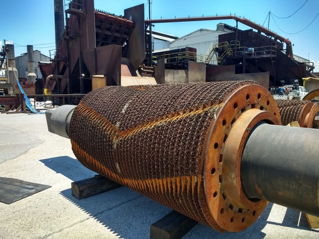 Sugar cane crushers at sugar factory