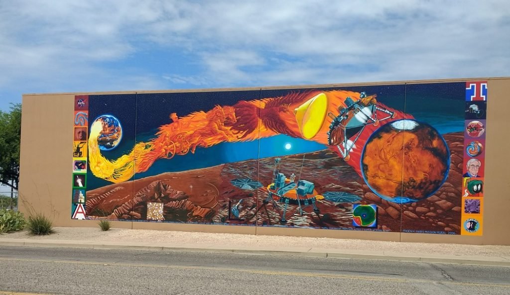 Space travel to Mars mural Tucson Arizona USA